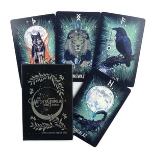 Witch's Familiar Runic Oracle, 24 Card Indie Tarot Deck Rune Cards