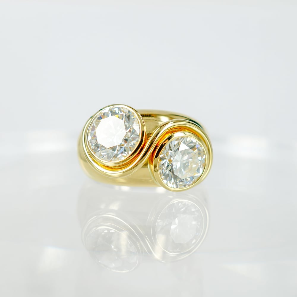 Image of 18ct yellow gold knockout diamond set cocktail ring.