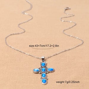 Blue color stone Cross Pendant Necklace