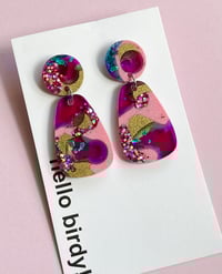 Image 1 of Paige dangle earring Violet & Pink. 