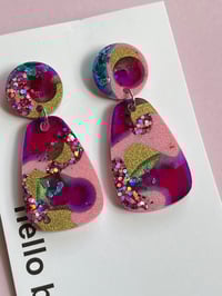 Image 2 of Paige dangle earring Violet & Pink. 