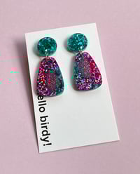 Image 1 of Paige dangle earring Pink & Turquoise 