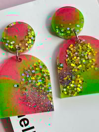 Image 2 of Phoebe dangle earring Lime & Pink