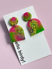 Image 1 of Phoebe dangle earring Lime & Pink