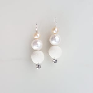 Pearl & Coral 3 drop Earrings 