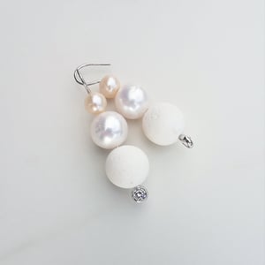 Pearl & Coral 3 drop Earrings 
