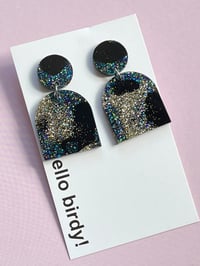 Image 1 of Phoebe dangle earring Black glitter 