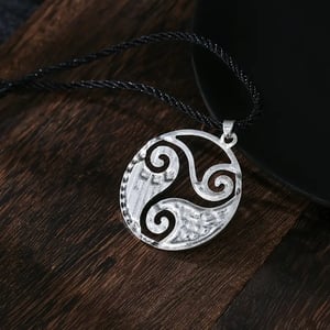 Silver Spiral Triskele Pendant Necklace 