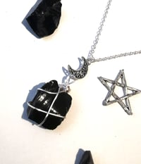 Image 2 of 0bsidian Moon wire wrap pendant