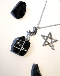 Image 1 of 0bsidian Moon wire wrap pendant