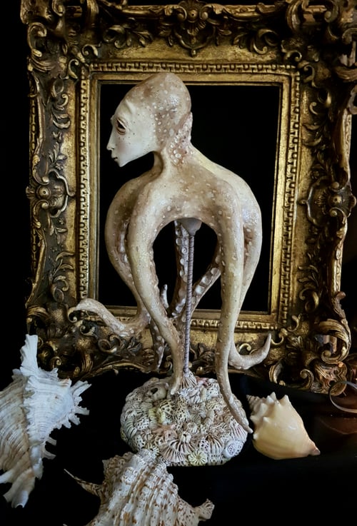 Image of Octopus Art Doll OOAK Mrs Octopus - Paper clay sculpture of an anthropomorphic octopus 12.2 "