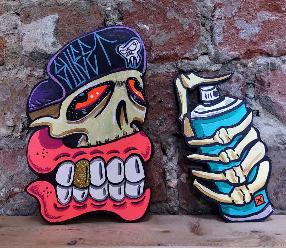 Sweet Skull & hand Cut-out  Diptych 