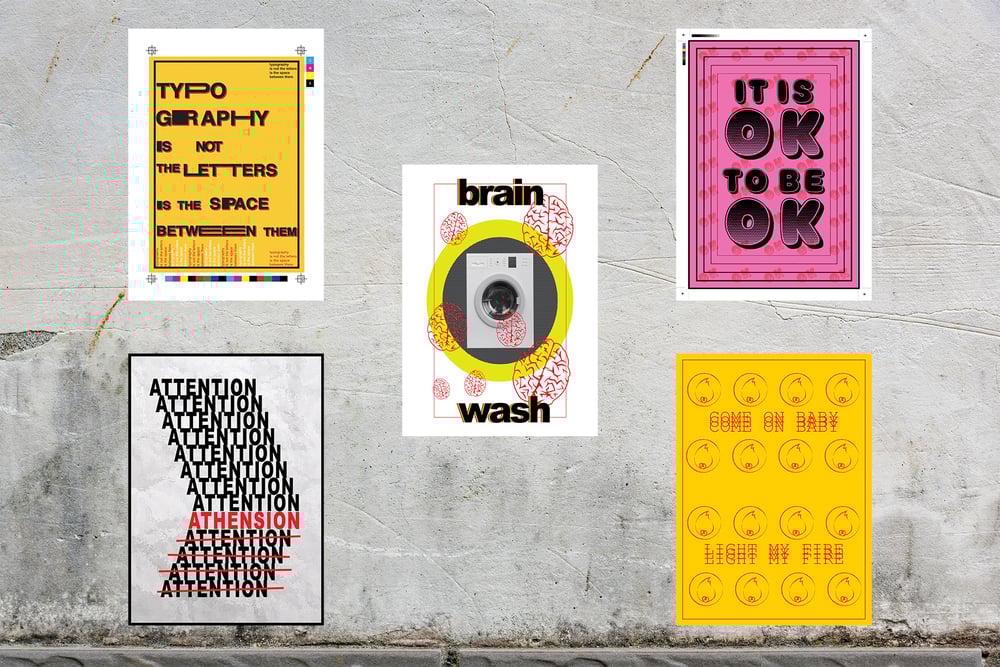 Image of Pack of 5 X Posters. A serie of 5 Illustration poster designs.