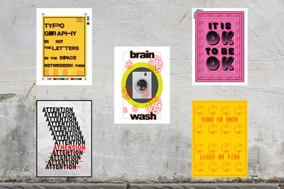 Image of Pack of 5 X Posters. A serie of 5 Illustration poster designs.