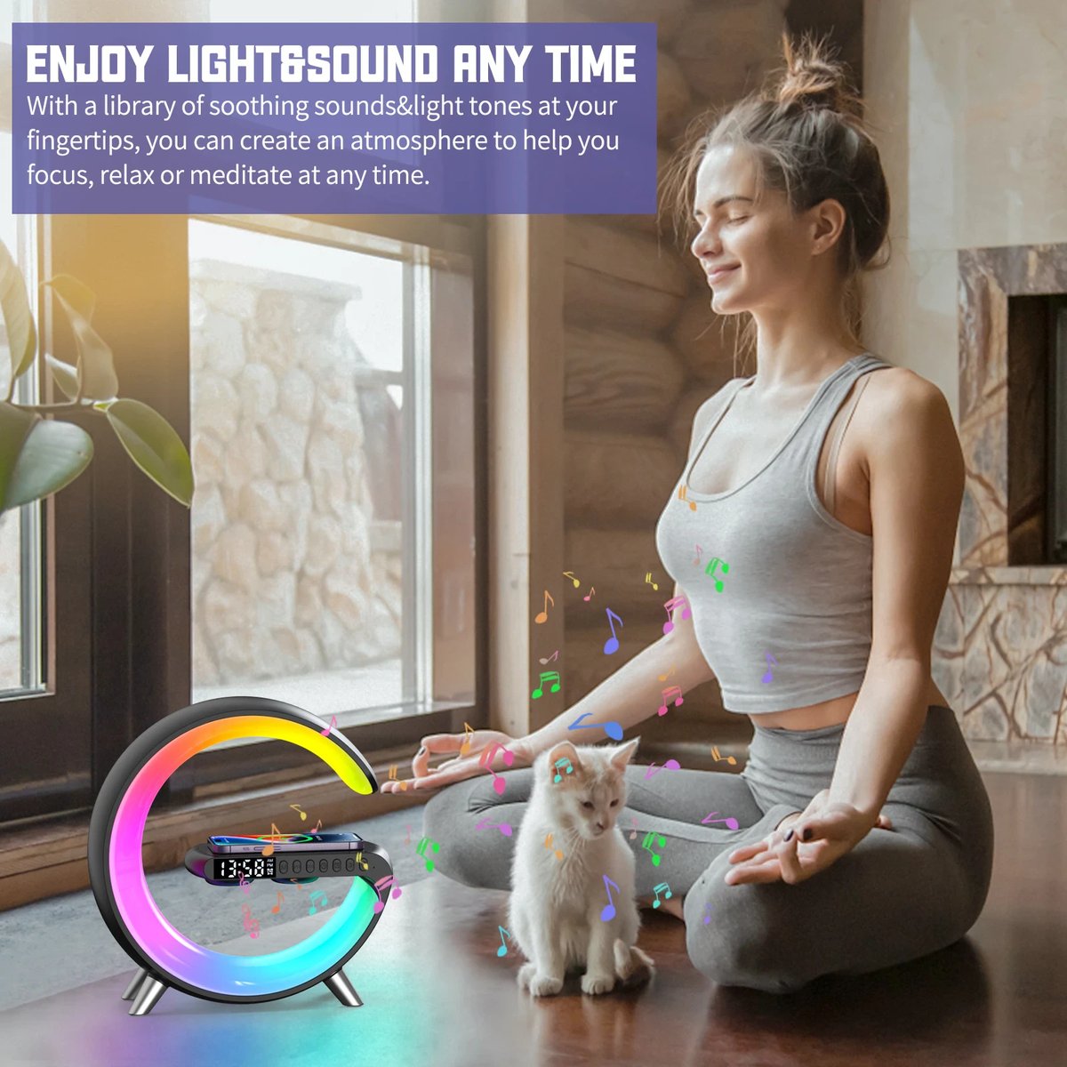 Image of RGB Big G Table Lamp Bluetooth Speaker APP Control Music Rhythm Pickup Clock Alarm Clock Smart Home 