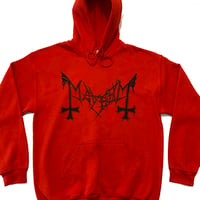 Mayhem " Logo  " Red Hoodie Hooded Sweatshirt