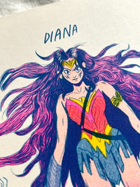 Image 2 of Super Women Riso Print Series - Diana / Wonder Woman