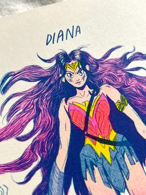 Super Women Riso Print Series - Diana / Wonder Woman