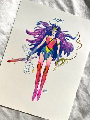 Super Women Riso Print Series - Diana / Wonder Woman