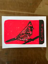 "Cardinal Bird" linocut print