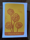 "Dandelions" original linocut print