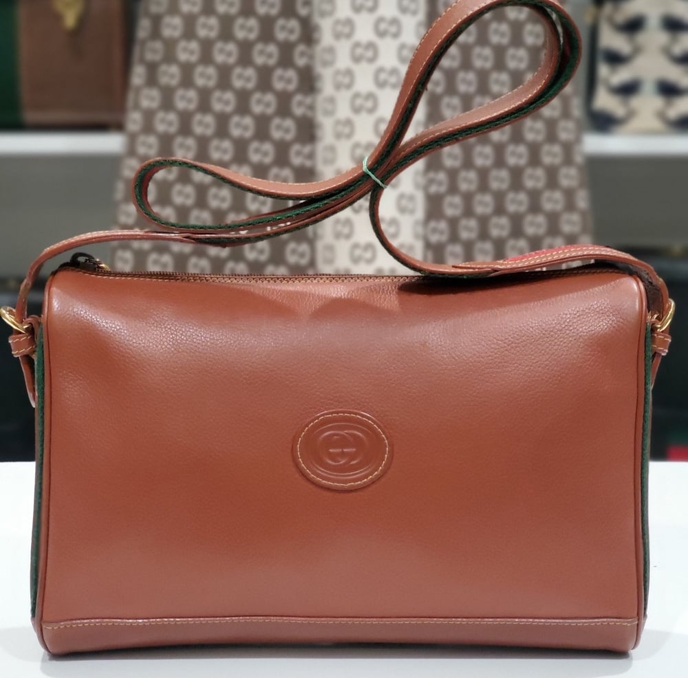 Image of "Rare" Vtg. Gucci Brown Pebbled Leather Bag