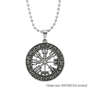 Viking Icelandic Helmet Horror In Runic Circle Necklace