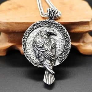 Viking Celtic Raven Pendant Necklace