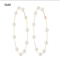 Image 1 of Large Pearl Hoops 