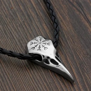 Crow Skull Pendant Odin Rune Amulet 