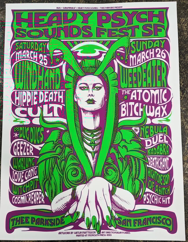 Heavy Psych Sounds Fest SF Artwork by Caitlin Mattisson