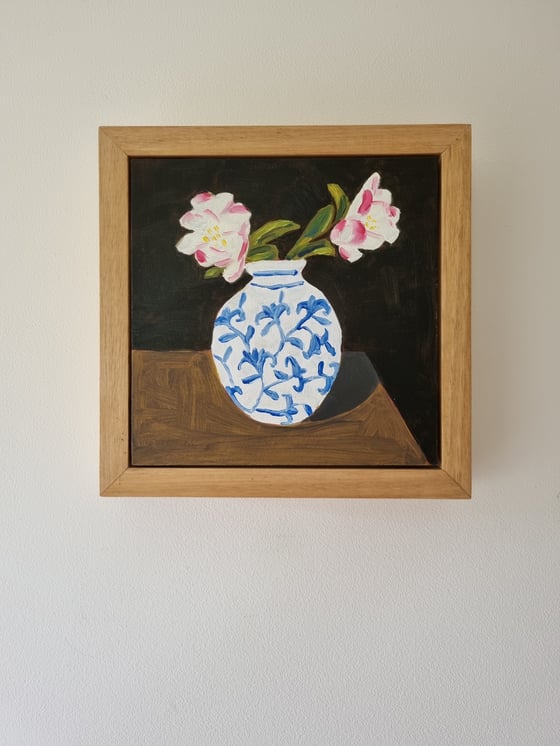 Image of STUDIO SALE - Camellias in the blue & white vase