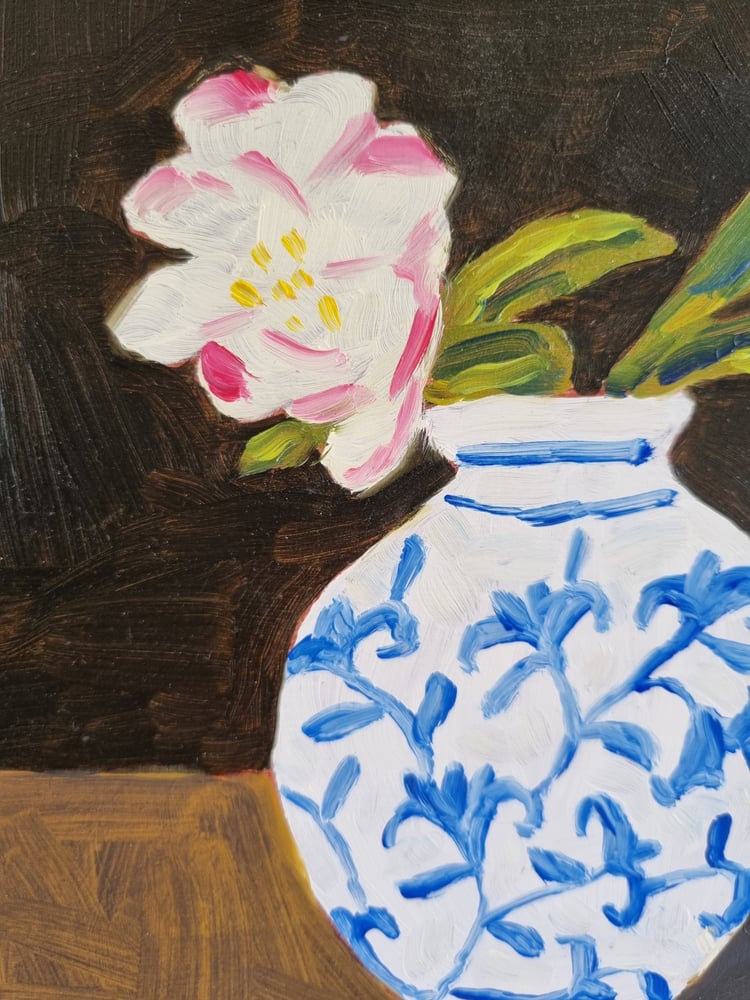 Image of STUDIO SALE - Camellias in the blue & white vase