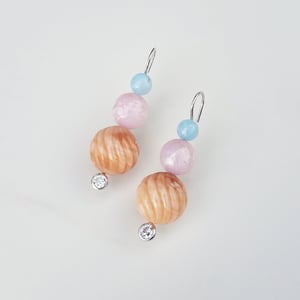 Aquamarine, Kunzite, & Opal Earrings 