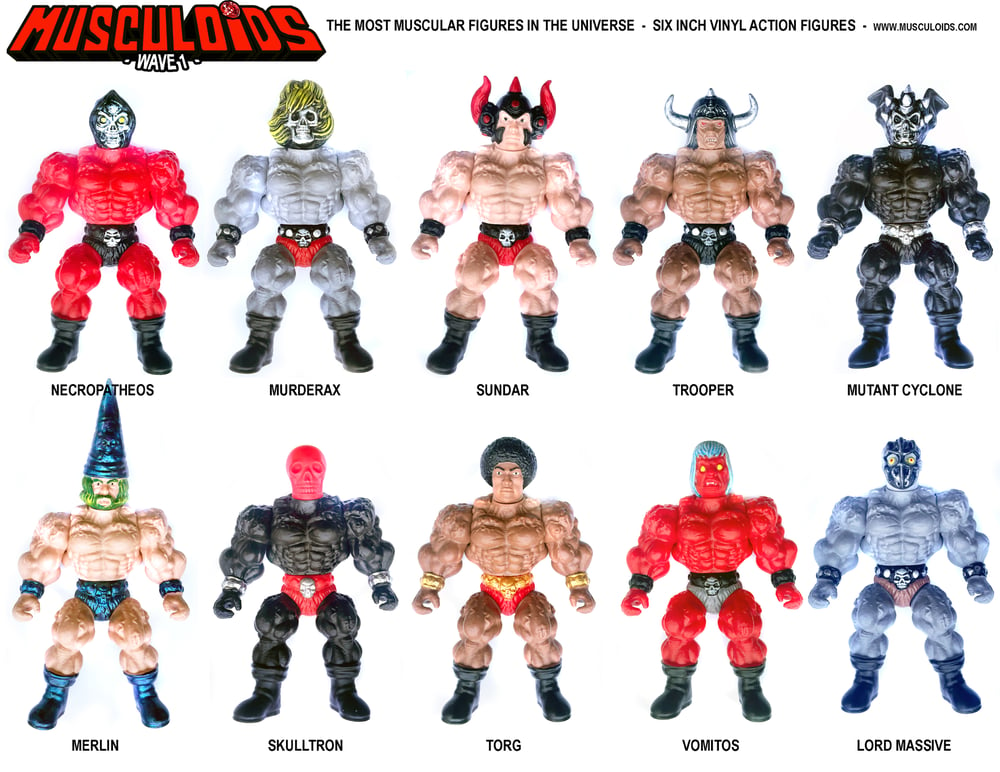 MUSCULOIDS 6" - 10 figure lot (all of Wave 1 or 2)