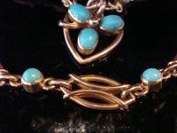 Image 2 of Edwardian 15ct 15k turquoise heart bracelet 12.7g with removable heart pendant