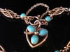 Edwardian 15ct 15k turquoise heart bracelet 12.7g with removable heart pendant