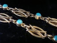 Image 4 of Edwardian 15ct 15k turquoise heart bracelet 12.7g with removable heart pendant