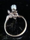 Edwardian 18ct yellow gold platinum old cut diamond 0.50ct nouveau flower ring