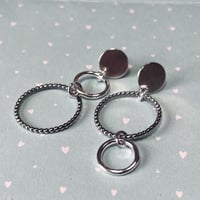 Image 2 of Silver Asymmetric Circles Earrings