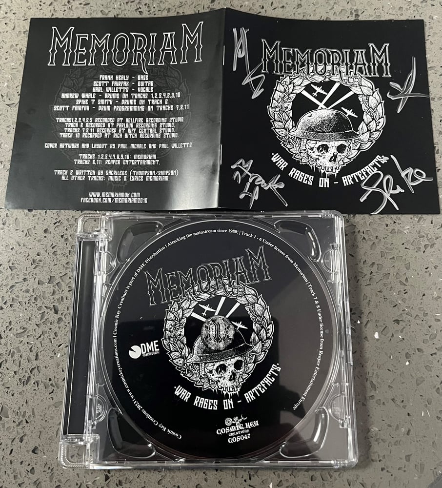 Image of MEMORIAM - WAR RAGES ON - ARTEFACTS CD - Signed