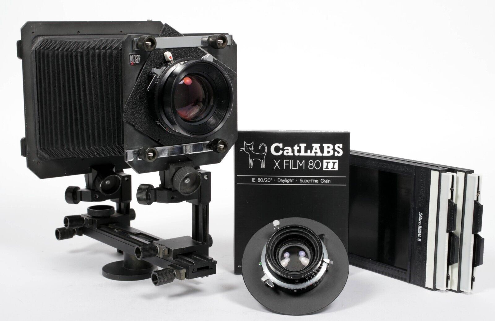 Toho FC-45X ultralight 4X5 camera w/ 135mm + 210mm MC lenses + film +  holders