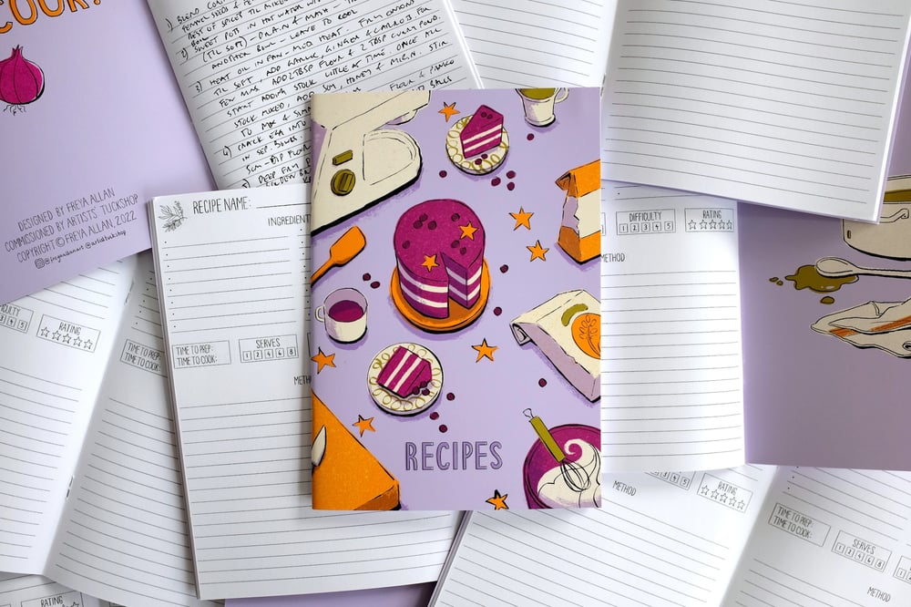 Image of Freya Allan Illustrated Blank Recipe Notebook