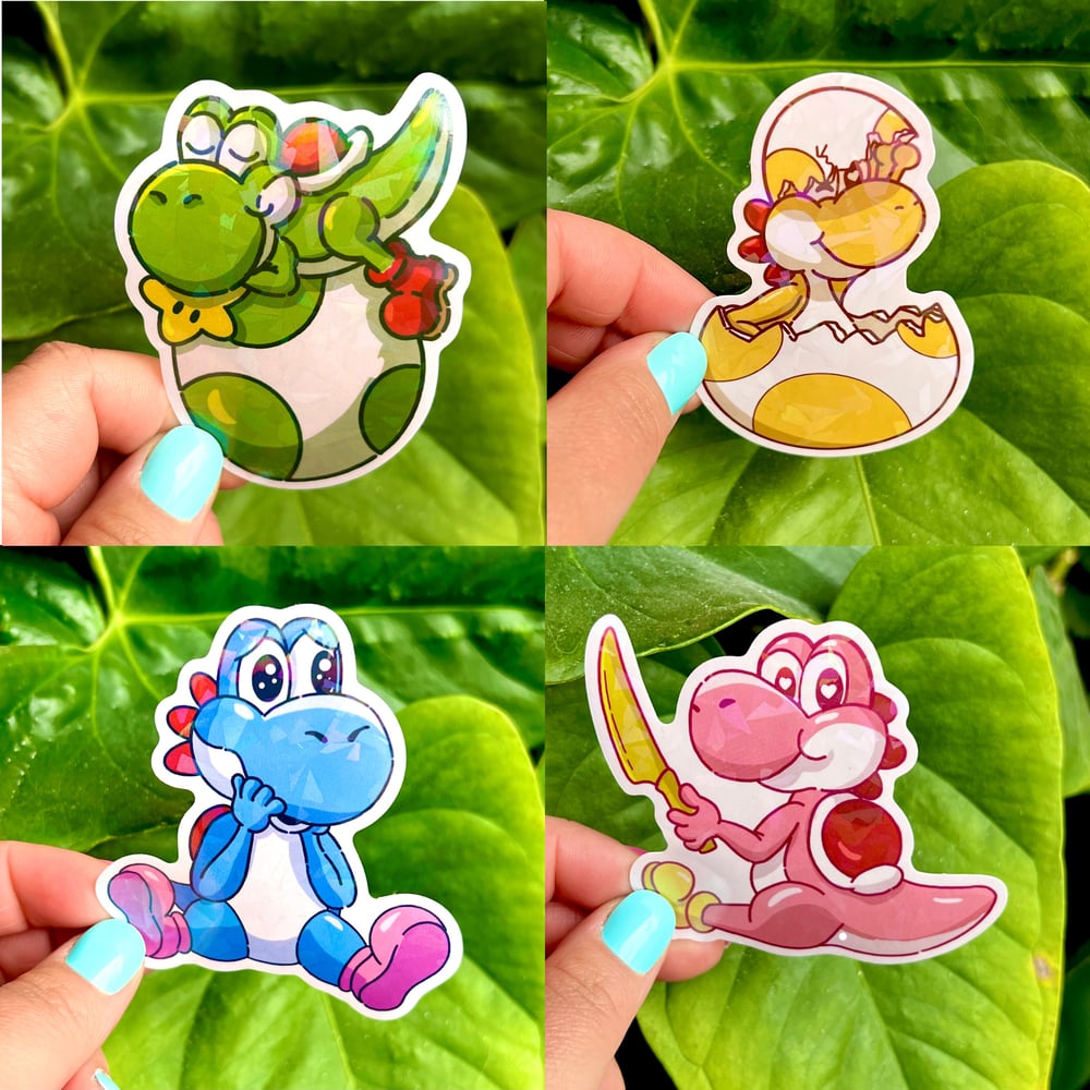 Image of Cute  3 Gamer Dino Gamer Stickers 