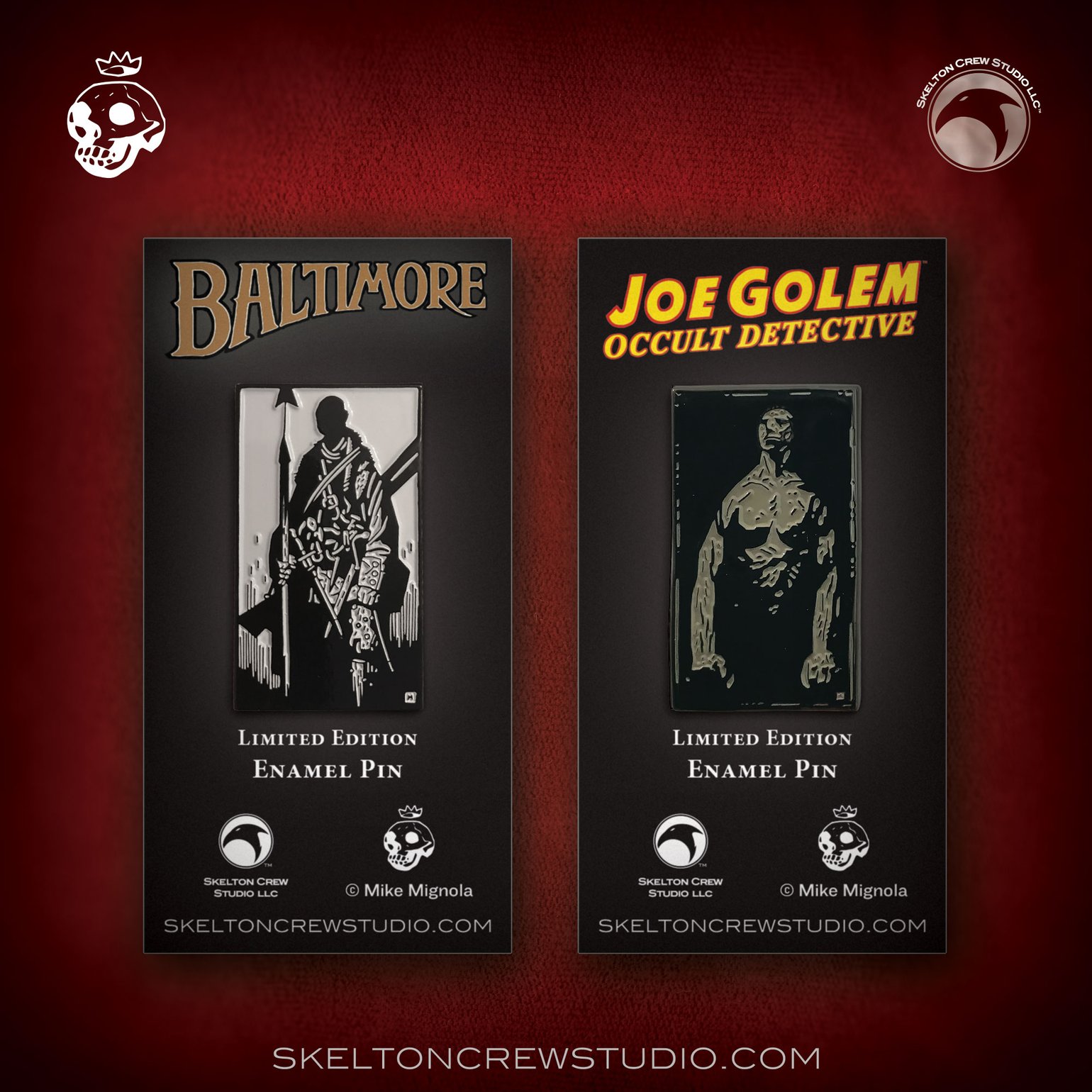 Image of Limited Edition Lord Baltimore & Joe Golem enamel pin set! 