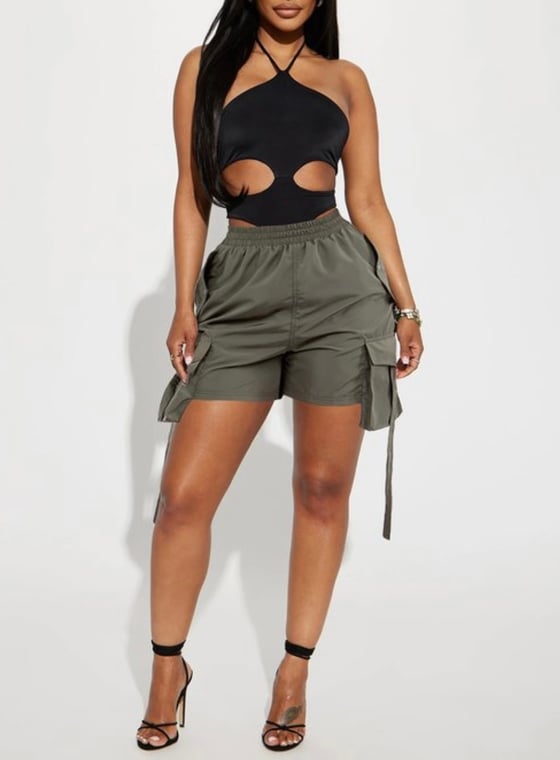 Image of Windbreaker Cargo Shorts (olive) 