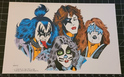 Image of KISS! 11x17 PRINT! HAND-COLORED! A TRIBUTE TO THE 1977 KISS MARVEL COMICS SUPER SPECIAL!