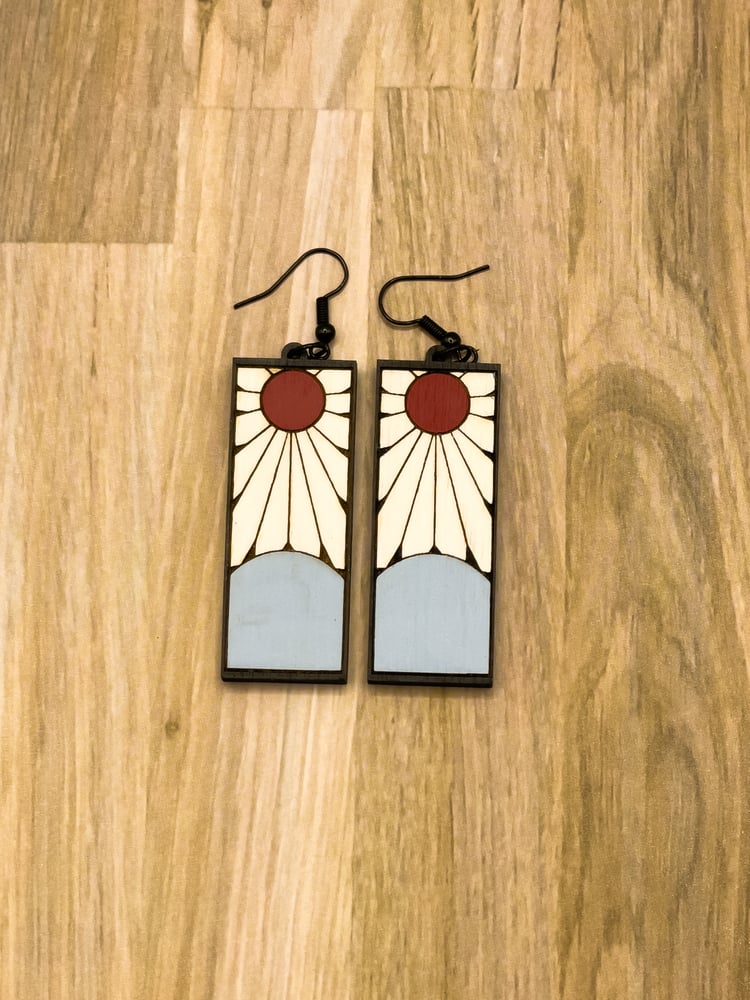 Image of Wooden Hanafuda earrings