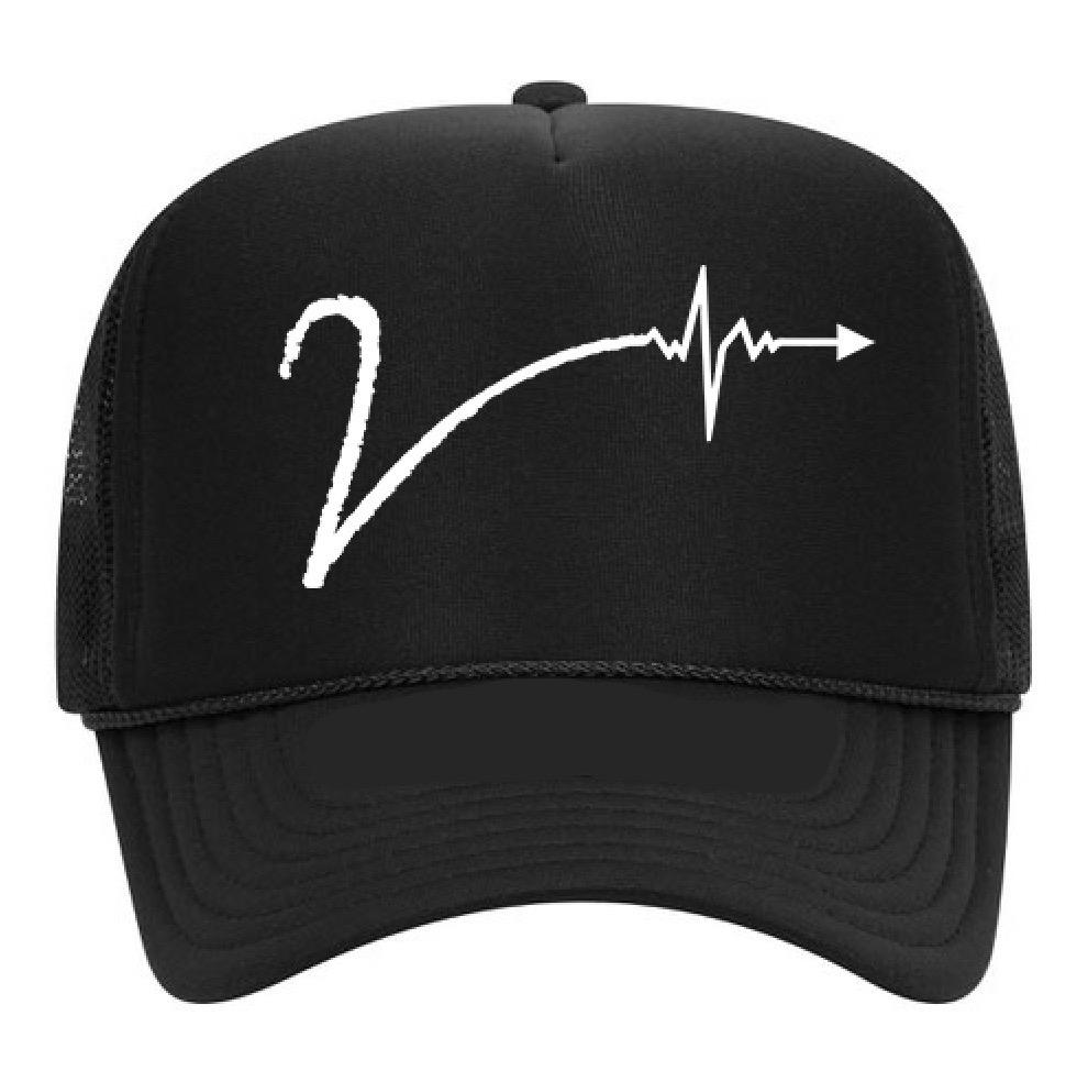 Image of All Black with white V Trucker Hat 