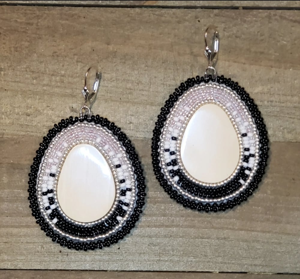 Image of Aleut Mammoth Ivory Beaded Earrings